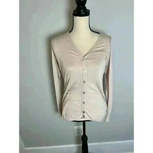 Sisley Made In Croatia Women's Button Up Cardigan Beige Long Sleeve Sz M